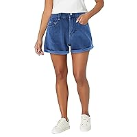 Jean Shorts High Waisted Womens Summer Distressed Jean Shorts Ripped Raw Hem Straight Leg Juniors Jean Shorts with Pockets