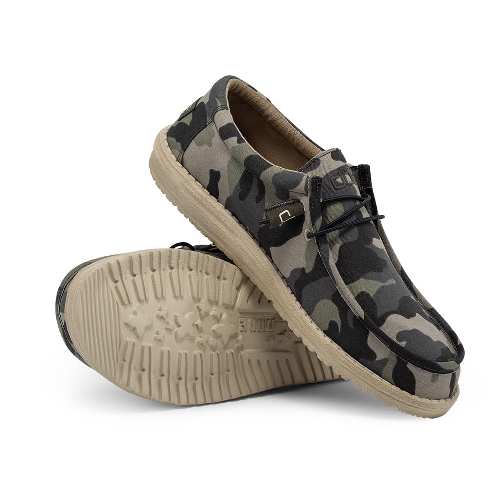 Hey Dude Men's Wally Camo Size 9 | Men’s Shoes | Men's Lace Up Loafers | Comfortable & Light-Weight