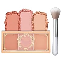 Face Blush Palette - 3 Shades Matte Blushers with Brush for Cheeks/Highlighter Contour Palette Blush Powder, Non-Greasy Face Blusher for Women Natural Look (01, Pack of 1)