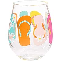 Pastel Flip Flops Plastic Stemless Wine Glass, 12 oz., 3.5'' W x 4.5'' H