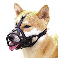 Dog Muzzle, Breathable Basket Muzzle to Prevent Barking, Biting and Chewing, Humane Muzzle for Small, Medium, Large and X-Large Dogs (XS, Black)