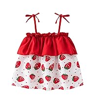1-4 Years Baby Girl Beach Dress Fruit Print Sleeveless Backless Sun Dress Toddler Summer Shoulder Off Dress&Skirt
