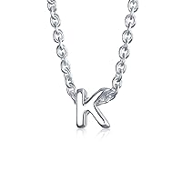 Tiny Block Letters Alphabet Pendant A-Z Dainty .925 Sterling Silver Initial Necklace For Women For Teen Name Letter