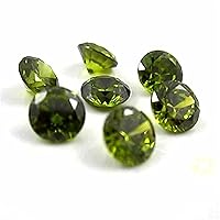 Dark Peridot Color Cubic Zirconia AAA Quality Diamond Cut Round Shape Loose Gemstone 1.2 mm
