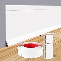 Rubber Baseboard Trim - 4 Inch x 40 Feet Vinyl Base Cove molding, Peel and Stick Baseboard Self Adhesive Wall Base Molding Trim Floor Baseboard molding Corner Rubber Moulding Trim (White)