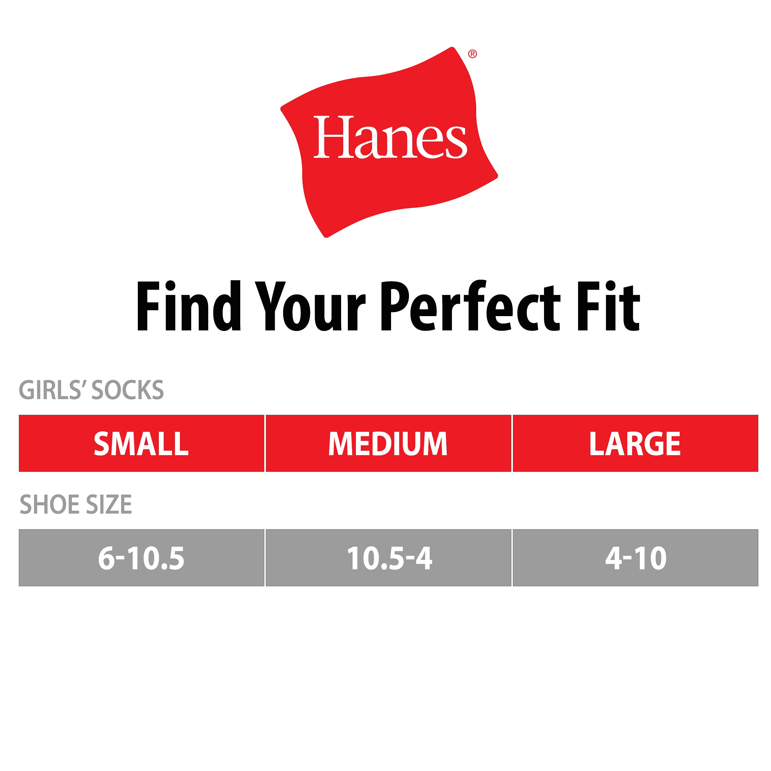 Hanes Ultimate Girls' 6-Pair Pack Ankle Socks