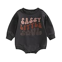Newborn Baby Girl Clothes Long Sleeve Letter Print Sweatshirt Romper Oversized Bubble Bodysuit Fall Winter Clothes