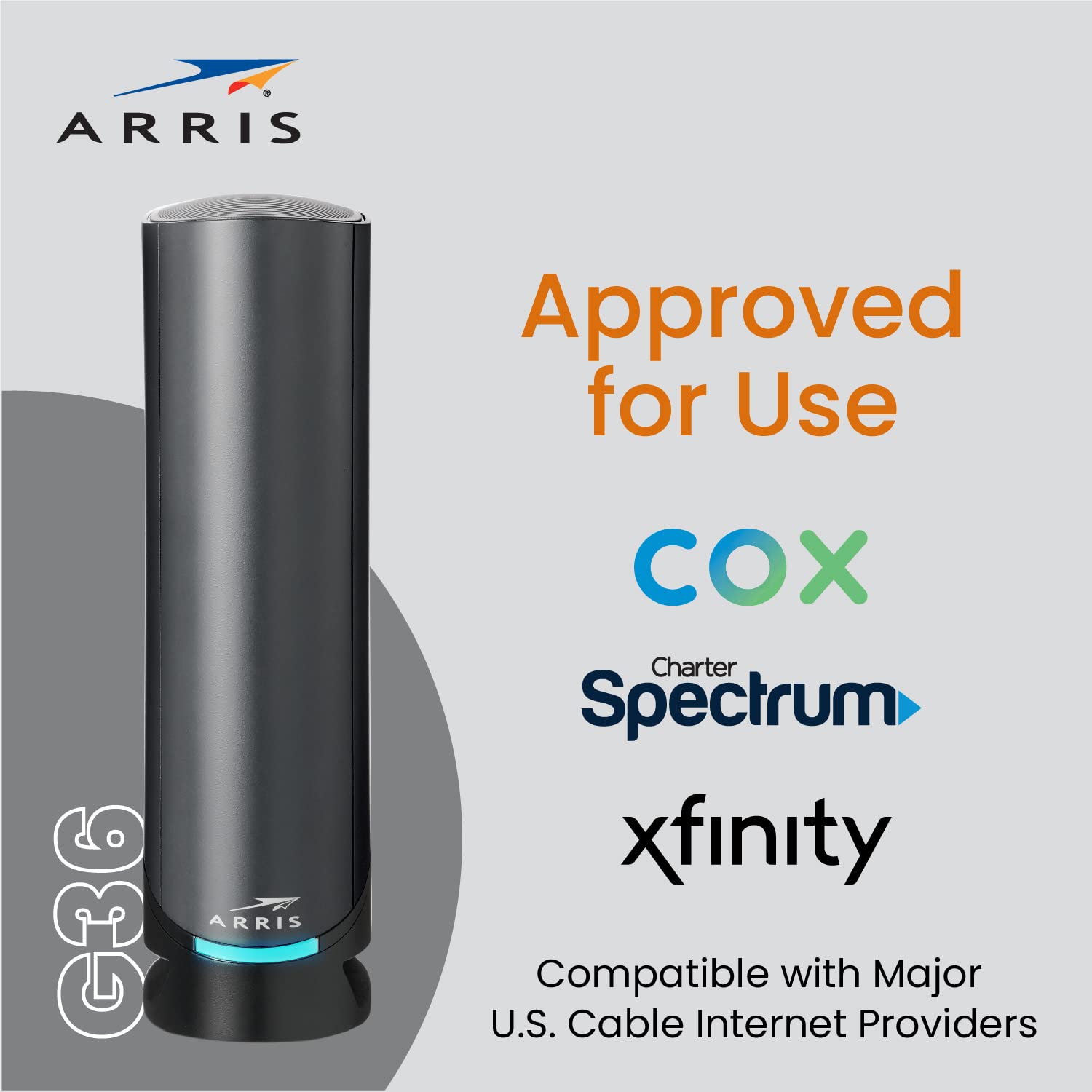 ARRIS Surfboard G36 DOCSIS 3.1 Multi-Gigabit Cable Modem & AX3000 Wi-Fi Router | Comcast Xfinity, Cox, Spectrum| Four 2.5 Gbps Ports | 1.2 Gbps Max Internet Speeds | 4 OFDM Channels | 2 Year Warranty