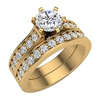 Classic Channel Engagement Ring Set Sparkling Diamond Wedding Set 1.25 ctw 14K Gold (G, I1)