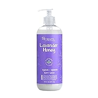 RENPURE Plant-Based Organic Natural Lavender Body Wash, Manuka Honey & Coconut Oil for Body – Sulfate Free, Moisturizing Shower Gel & Sensitive Skin Body Wash with Pump for Women, 19 Ounce