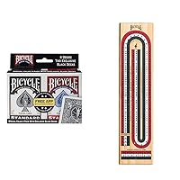 Bicycle Standard Index Playing Cards (4 Decks) and 3-Track Color Coded Cribbage Board Bundle