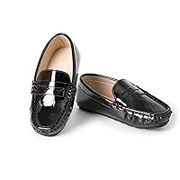 Toddler Boys Girls Leather Loafers,Little Kid Penny Loafer Flats Slip-On Oxford Moccasins Casual Flat School Walking Dress Boat Shoes