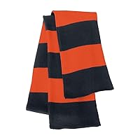 Rugby Stiped Knit Scarf, Color: Navy/ Orange, Size: One Size