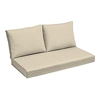 Arden Selections Outdoor Loveseat Cushion Set, 48 x 24, Water Repellent, Fade Resistant, Cushion Set for Couch, Bench, and Swing 48 x 24, Tan Leala