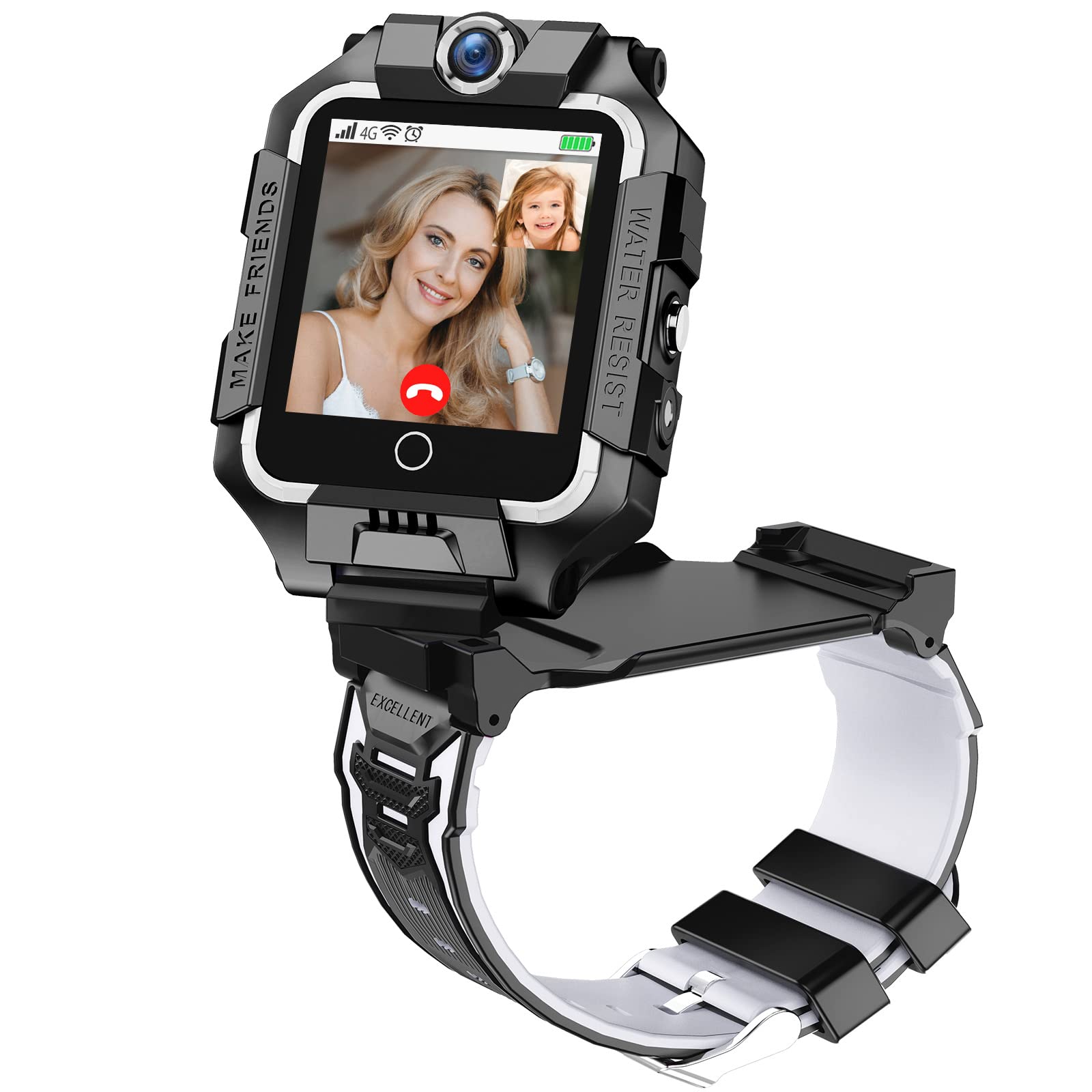 4G Kids Smart Watch w GPS Tracker,2 Way Voice & Video Call SOS Dual Cameras,Face Unlock,SMS,Chat,Smartwatch for Kids 4-15 Years Girls Boys Smartpho...
