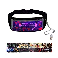 LED Running Fanny Pack Women Men Rave, 7 Colors Changing Light Up Pouch Belt With 10pcs PVC Mats, Rechargeable Luminous Runner Waist Bag Fit iPhone 11/12/ 13 Larger To 6.5’’