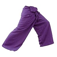 Thai Fisherman Pants Yoga Trousers Free Size Plus Size Cotton Purple Stripe