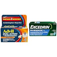 Advil Back Pain 250mg Ibuprofen 500mg Acetaminophen 144-Count and Excedrin PM Headache Sleep Aid 100-Count Bundle