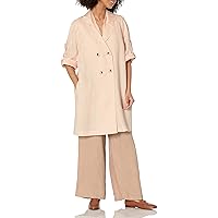 A | X ARMANI EXCHANGE Women's 3/4 Sleeve Linen Oversized Caban Jacket, Nude, Medium