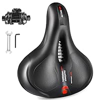 Comfort Bike Saddle Seat with Dual Shock Absorbing Ball,Thickened Memory Foam,Waterproof Universal Replacement Wide Bicycle Saddle Seat for Bike/Road MTB Exercise Indoor Cycling