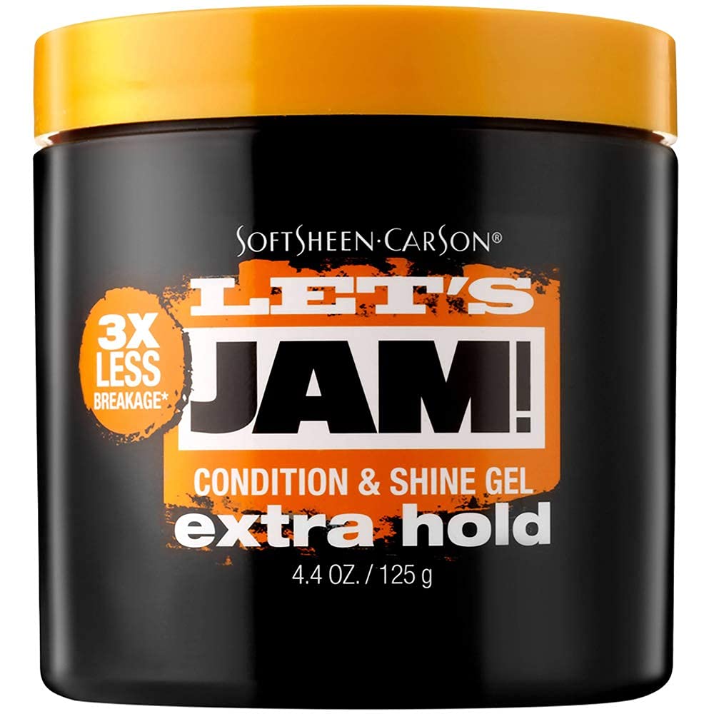 SoftSheen-Carson Let's Jam! Shining and Conditioning Hair Gel by Dark and Lovely, Extra Hold, All Hair Types, Styling Gel Great for Braiding, Twisting & Smooth Edges, Extra Hold, 4.4 oz