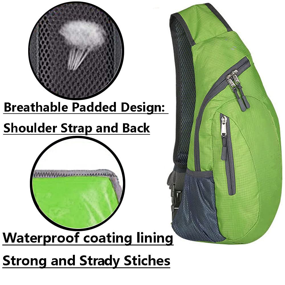 WTSHOPME Sling Bag Crossbody Shoulder Backpack Chest Daypack Small Foldable Rope Triangle Rucksack for Hiking Travel Cycling
