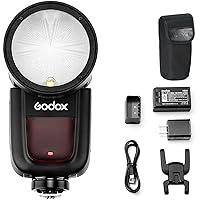 Godox V1-O Round Head Camera Flash Speedlite, 2.4G X Wireless HSS 76Ws Speedlight Flash with Li-on Battery Powered Compatible with Panasonic DSLR Cameras
