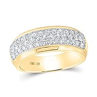 The Diamond Deal 14kt Yellow Gold Mens Round Diamond Pave Band Ring 1-1/2 Cttw