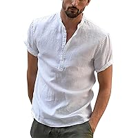 Men Shirts,Plus Size Summer Short Sleeve Button Shirt Solid Fashion Casual Top Tees T Shirt Blouse