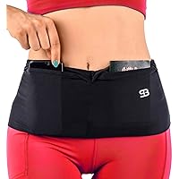 Unisex Running Belt, Travel Money Belt, Fanny Pack, Waist Pack for Women and Men, 4 Big Security Pockets and Zipper, Fits All Size Phone, Passport, and More, Extra Wide Spandex
