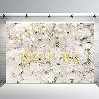 MEHOFOND 8x6ft Miss to Mrs Backdrop for Bridal Shower White Floral Wall Decoration Wedding Bride to be Engagement Photography Background Photo Booth Prop