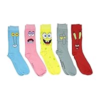 Hyp Spongebob Squarepants Characters Men's Crew Socks 5 Pair Pack