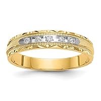 14k Prong set Gold 1/20 Carat Diamond Trio Ladies Wedding Band Size 6.00 Jewelry for Women
