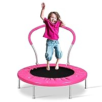 36 Inch Mini Trampoline for Kids, Indoor Toddler Trampoline with Handle, Child Small Rebounder Trampoline for Indoor and Outdoor Use, Pink