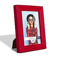 Renditions Gallery 3.5x5 inch Picture Frame Modern Style Wood Pattern and High Definition Glass Ready for Wall and Tabletop Photo Display, Red Frame
