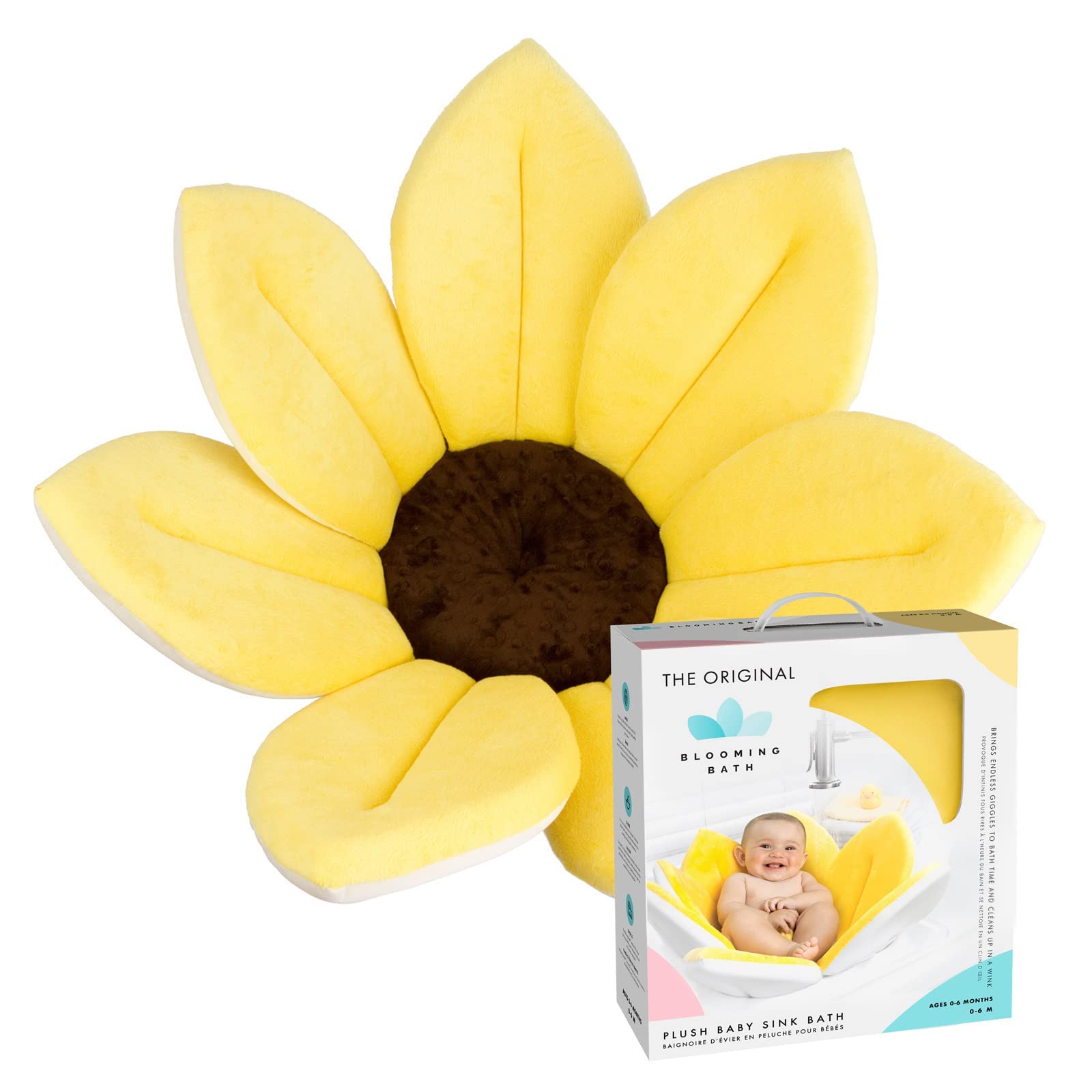Blooming Bath Original Baby Bath Seat - Sink Flower Bath Mat for Baby Newborn to 6 Months - Washer-Safe Infant Newborn Essentials - Baby Shower Gifts for New Mom (Canary Yellow)