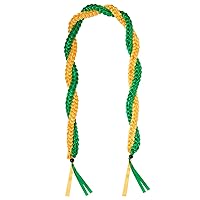 2024 Graduation Ribbon Lei Grad Braided Necklace Graduation Gift with Tassel Adjustable Leis for High School College Bachelor Master Doctor Graduation Party (Green & Gold, 1)