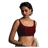 Women's Readymade Banglori Silk Maroon Blouse For Sarees Indian Bollywood Designer Padded Stitched Choli Crop Top