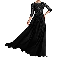 Long Sleeve Mother of The Bride Dresses Laces Appliques Chiffon Evening Dress for Mother of The Groom