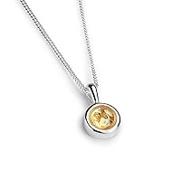 925 Sterling Silver & Natural Gemstone Round Charm Necklace | Minimal Pendant | Bridesmaid Jewellery | Hypoallergenic Women's Jewellery with Gift Box