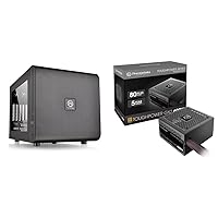 Thermaltake Core V21 Micro ATX Cube Computer Case and 600W 80+ Gold Fully Modular Power Supply Bundle