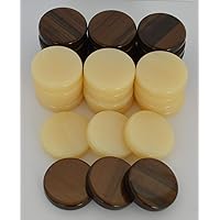 30 Acrylic Backgammon Checkers - Chips Brown & Ivory 1.4 inches
