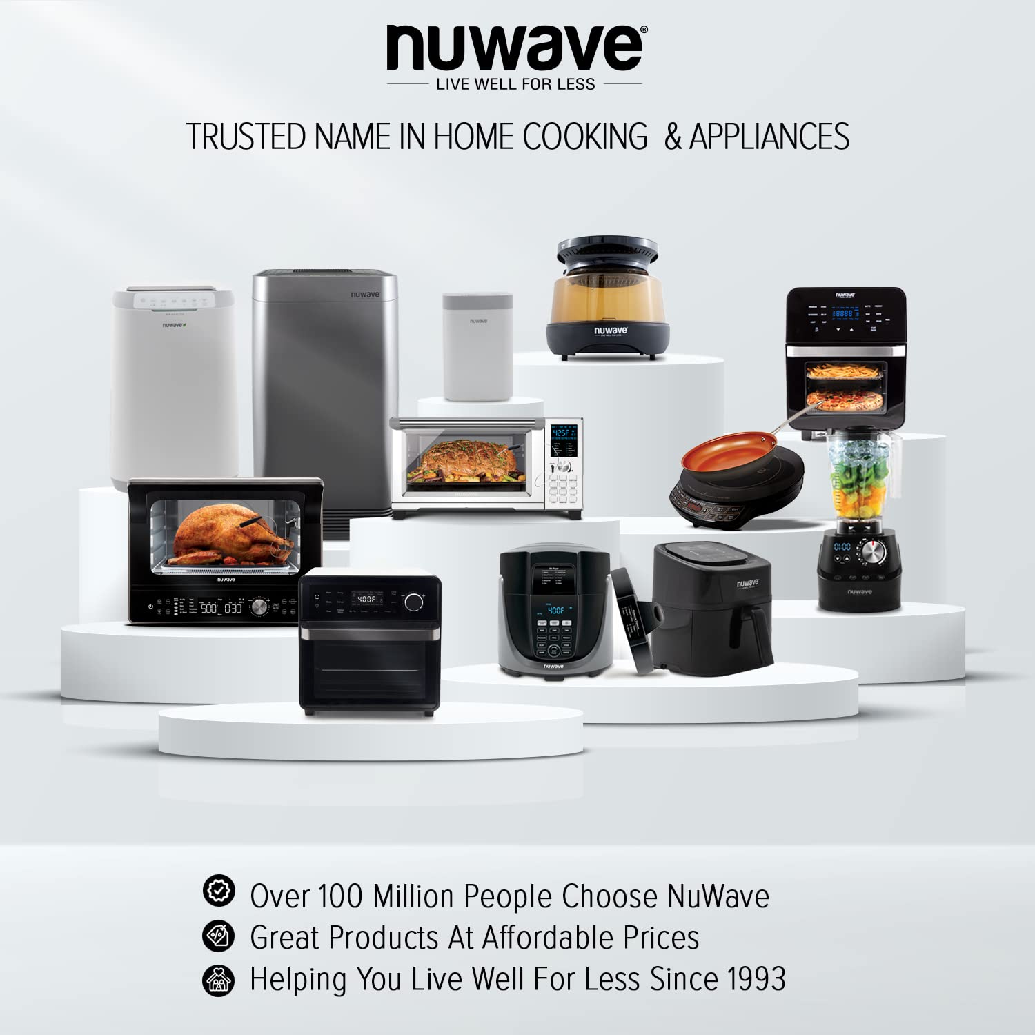 Nuwave (Renewed) Bravo XL Air Fryer Toaster Oven, 12-in-1 Countertop Convection, 30-QT Capacity, Integrated Temperature Probe, 50°-500°F Temperature Controls, Brushed Stainless Steel Look