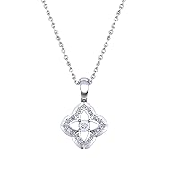 0.175 Carat IGI Certified Diamond Cluster Quatrefoil Pendant Necklace for Women in 925 Sterling Silver (G-H Color, VS-SI Clarity) Floral Diamond Pendant Necklace for Women