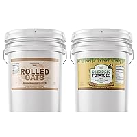 Dried Diced Potatoes and Rolled Oats Bundle, 5 Gallon Buckets, Versatile Ingredients