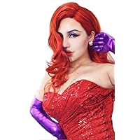 Long Hot Red Cosplay Big Wavy Full Wigs with Big Swap Bangs For Halloween 2018 Party