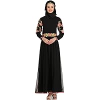 Muslim Black Stylish Party & Occasion Wear Abaya Burqa Maxi Dress AY-533