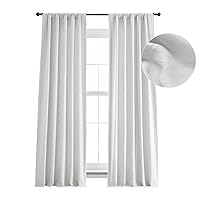 HPD Half Price Drapes French Linen Curtains 96 Inches Long Room Darkening Curtains for Bedroom & Living Room 50 X 96, (1 Panel), Crisp White