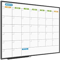 JILoffice Dry Erase Calendar Whiteboard 48 X 36 Inch - Magnetic White Board Calendar Monthly, Black Aluminum Frame Wall Mounted Board for Office Home and School