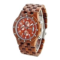 Luxury Brand Men's Wooden Quartz Watch Men Sport Waterproof Watch Man Chronograph Watch,Red